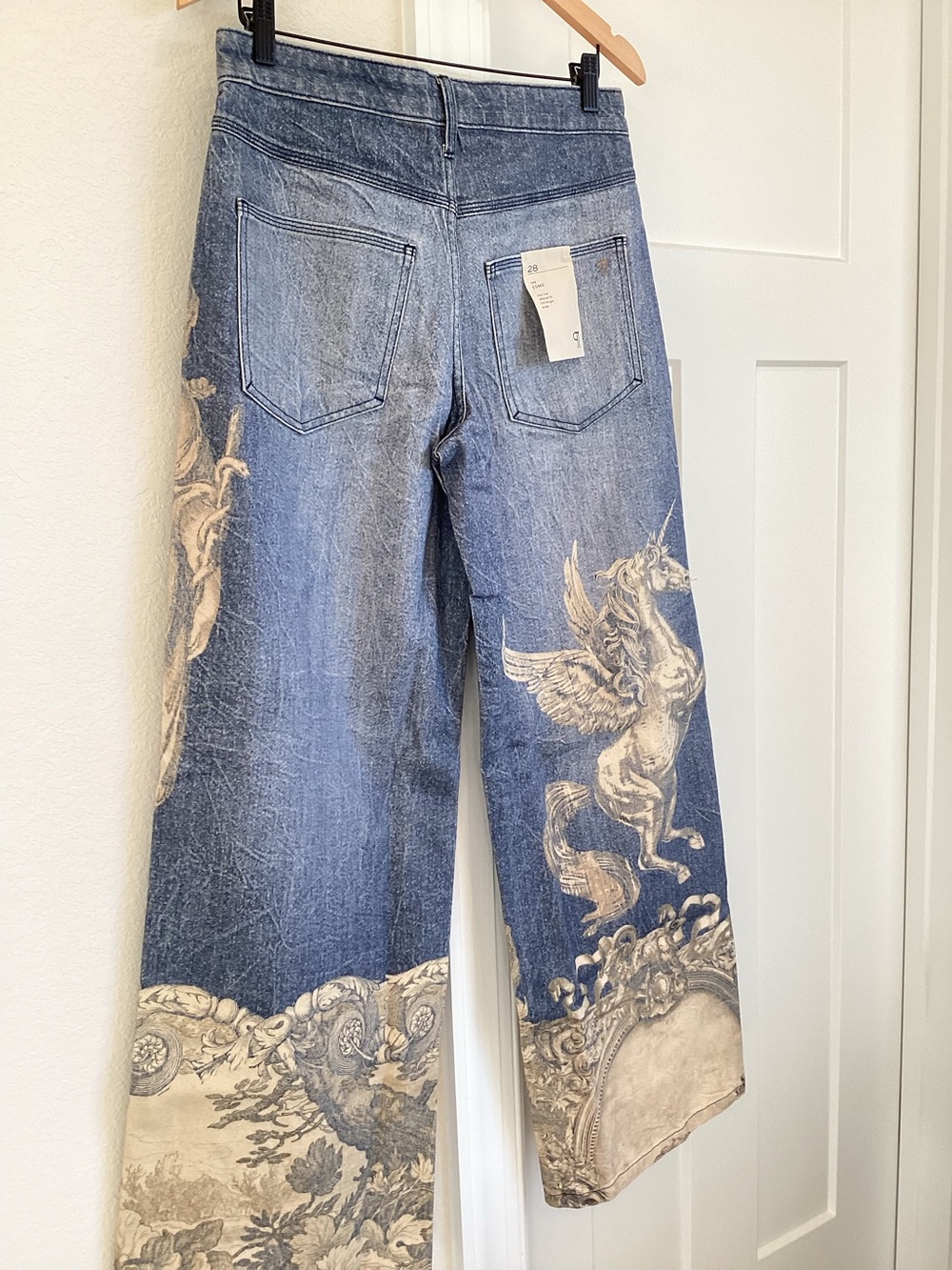 Anthropologie Low Rise Wide Leg Jeans Pilcro New 28 Zbo Roman Lion Unicorn Art - Picture 11 of 14